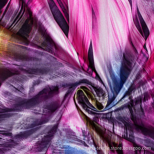 Satin fabric with printed flower